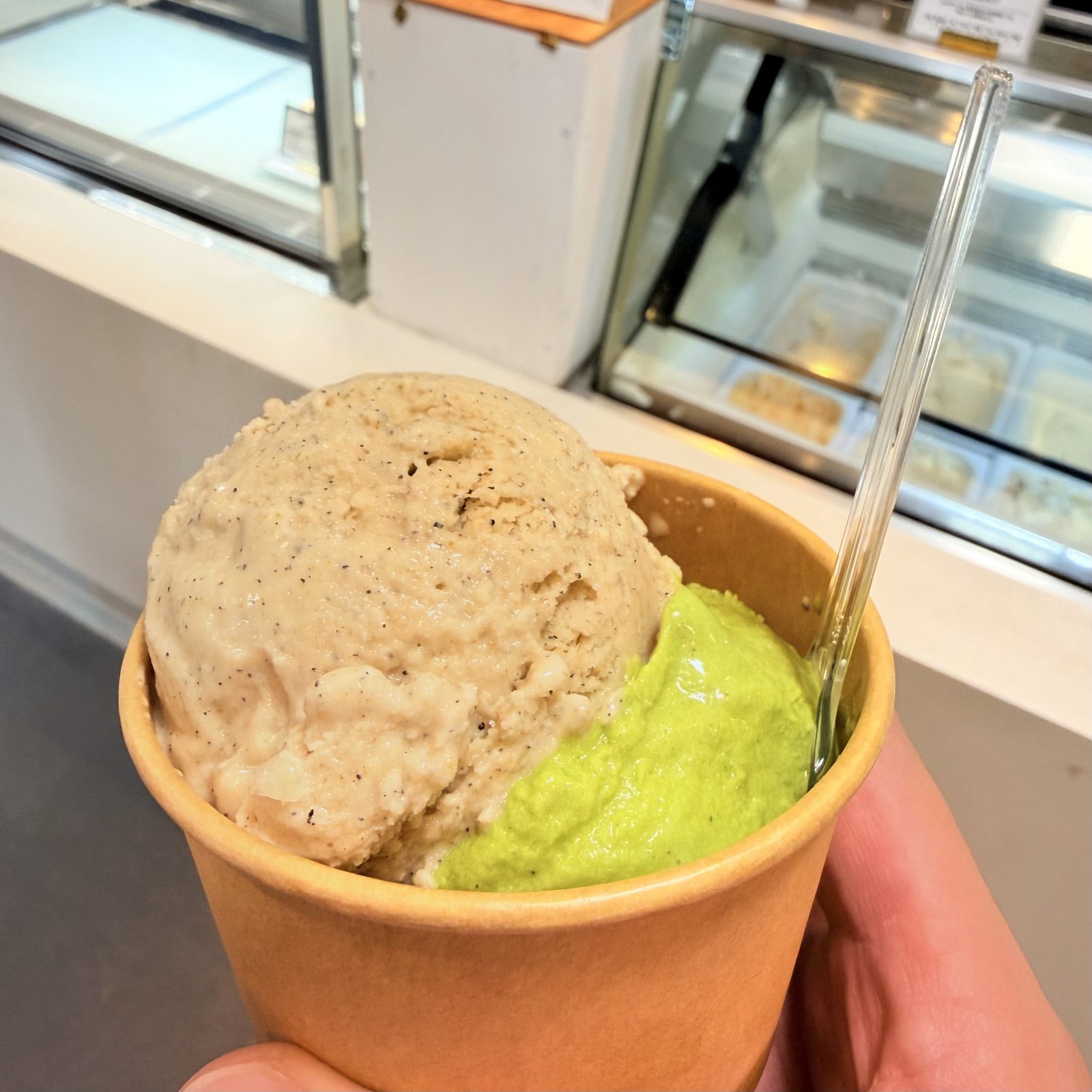 黒豆きな粉と抹茶のダブルジェラート